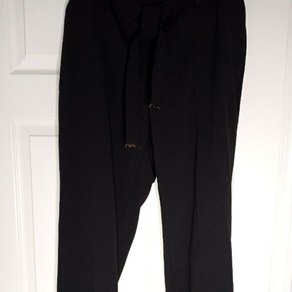 Anne Klein PXL Black PolyesterBlend BeltLogo Pockets Pull On Women's Dress Pants - Picture 1 of 12
